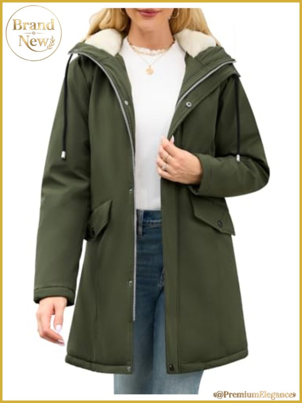Women's Water-Repellent Fleece Lined Winter Rain Jacket Hooded Coat